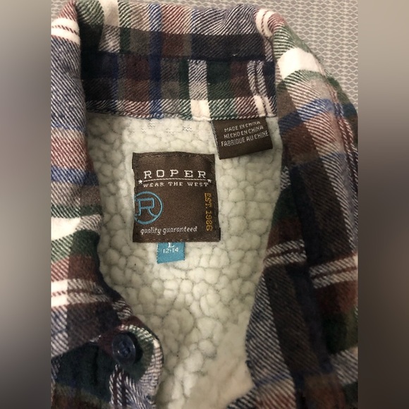 Roper Sherpa Lined Flannel Women’s Size Large Plaid Button Snap - Picture 2 of 8